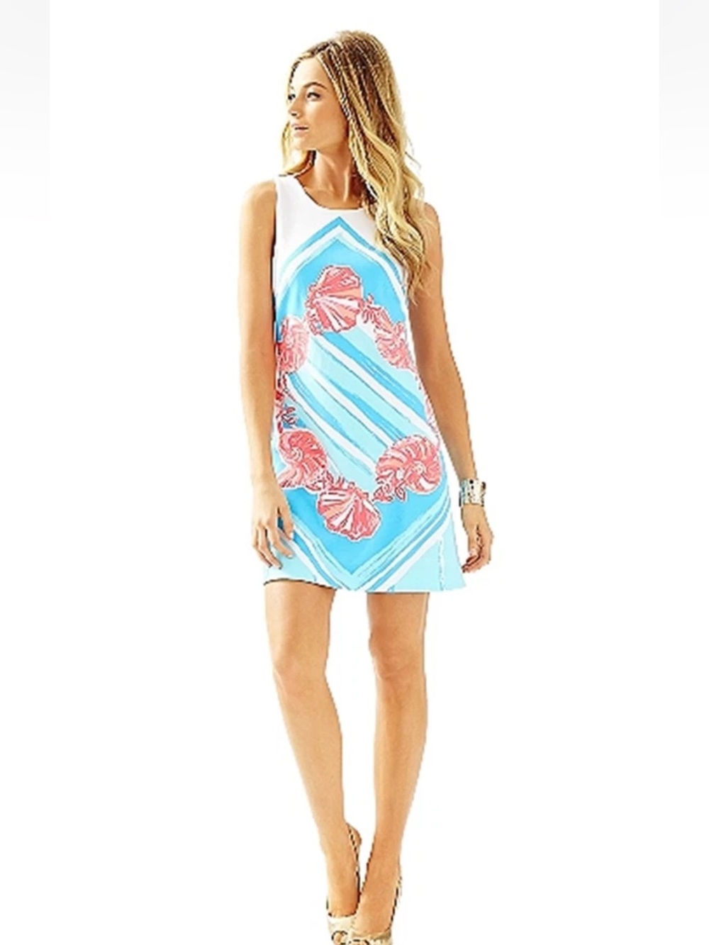 Lilly Pulitzer Callie Pool Blue It For The Shell Of It Engineered Shift Dress S